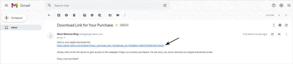 download-link-sent-from-wordpress